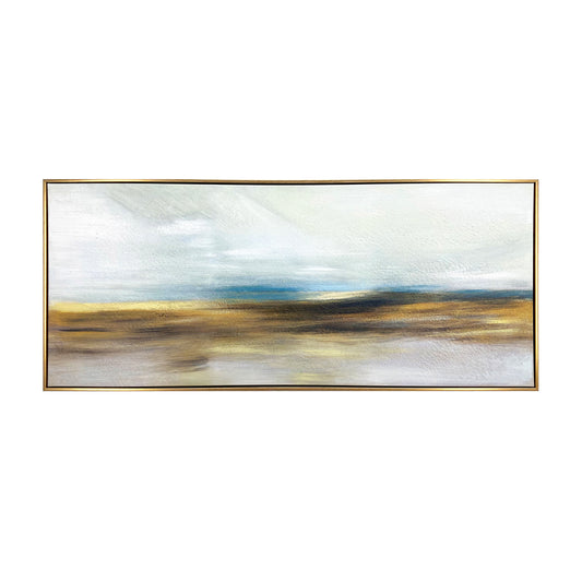 "The Horizon" Hand Painted Floating Framed Canvas Wall Art Print, 19x45 Inches