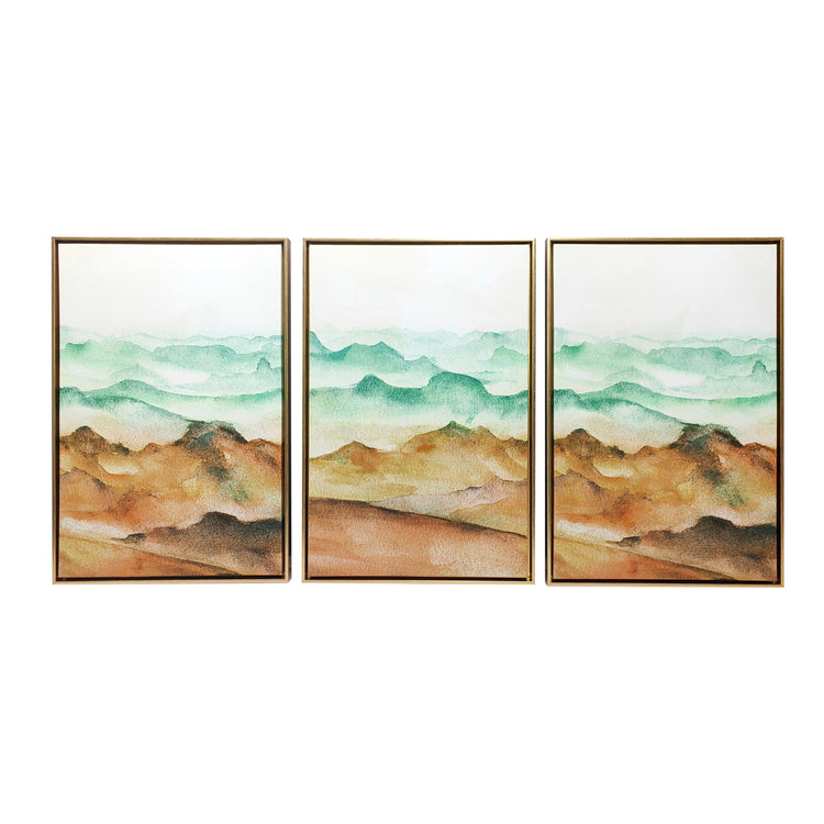 "Desert Dunes" Triptych Floating Framed Canvas Wall Art Print, 48x24 Inches Overall