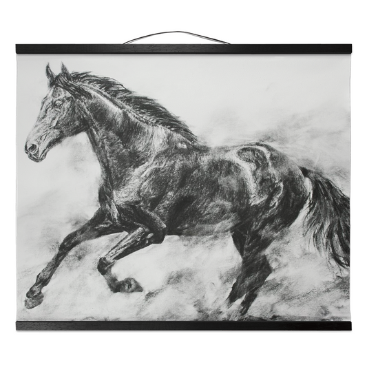 "Charcoal Horse" 16x20 Inch Hanging Canvas Wall Art
