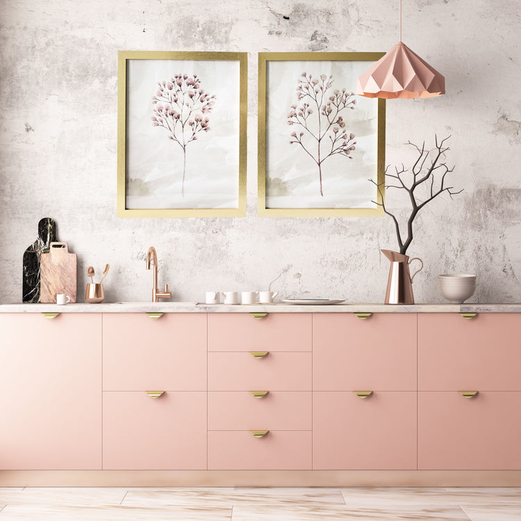 "Blush Branches" 32x20 Inche Framed Print Set of 2 Wall Art
