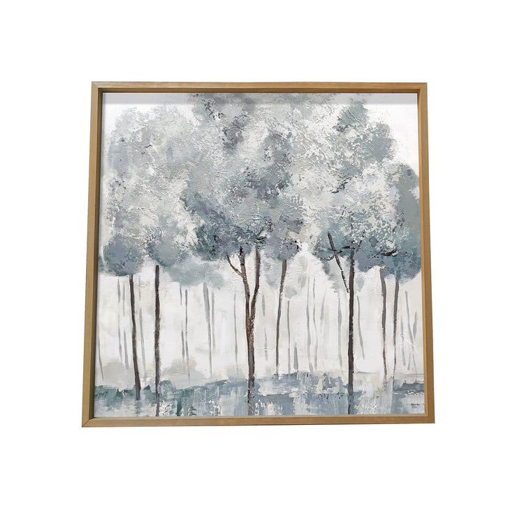 "Blue Forest" 29x29 Inch Wood Framed Canvas Wall Art