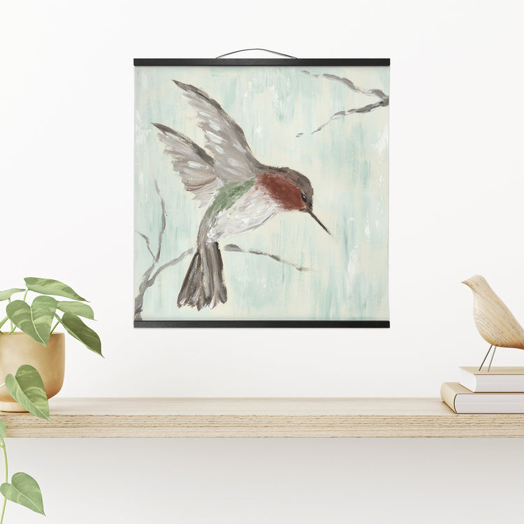 "Hummingbird in Flight" 20x20 Inch Hanging Canvas Wall Art
