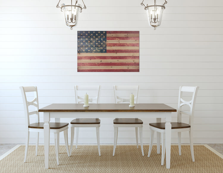 "USA Flag" Print on Planked Wood Wall Art