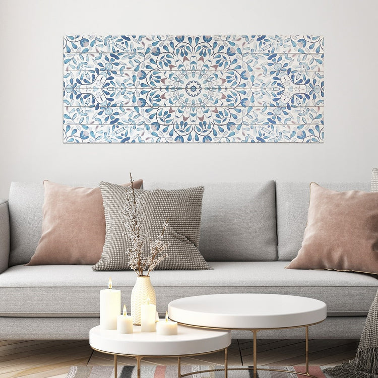 "Ornate Pattern" 19x45 Inch Print on Planked Wood Wall Art