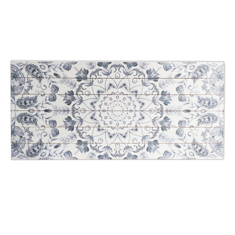 "Gray Medallion" 19x45 Inch Print on Planked Wood Wall Art