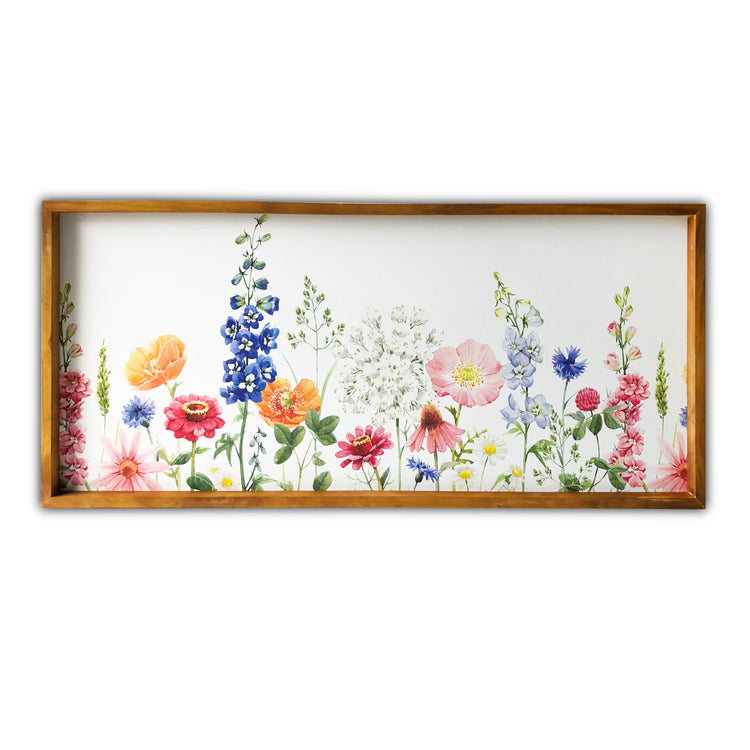 "Spring Garden" 19x45 Inch Wood Framed Print on Canvas Wall Art
