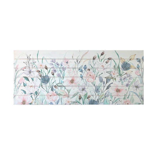 "Pink Garden" Watercolor Print on Planked Wood Wall Art