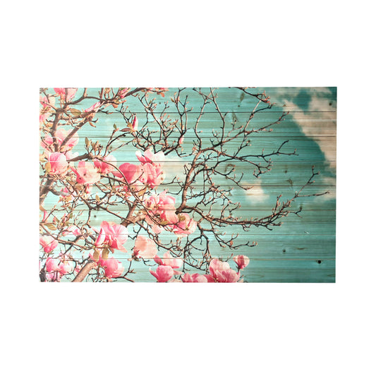 "Magnolia Blossoms" Photograph Print on Planked Wood Wall Art