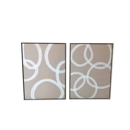 "Blush Circles" 18x24 Inches Each Floating Canvas Wall Art, Set of 2