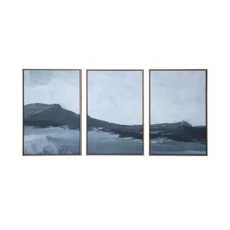 "Abstract Mountains" 48x24 Inch Triptych Floating Canvas Wall Art