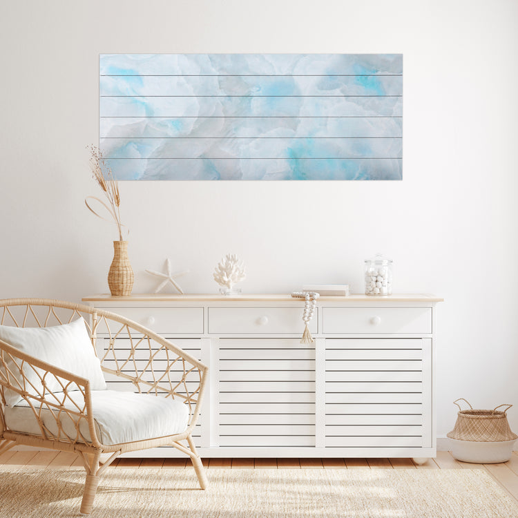 "Sea Glass Abstract" 19x45 Inch Print on Wood Wall Art