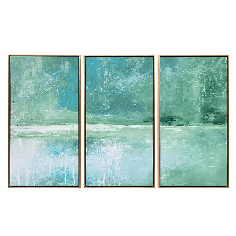 "The Pond" Triptych 48x30 Inch Floating Canvas Wall Art