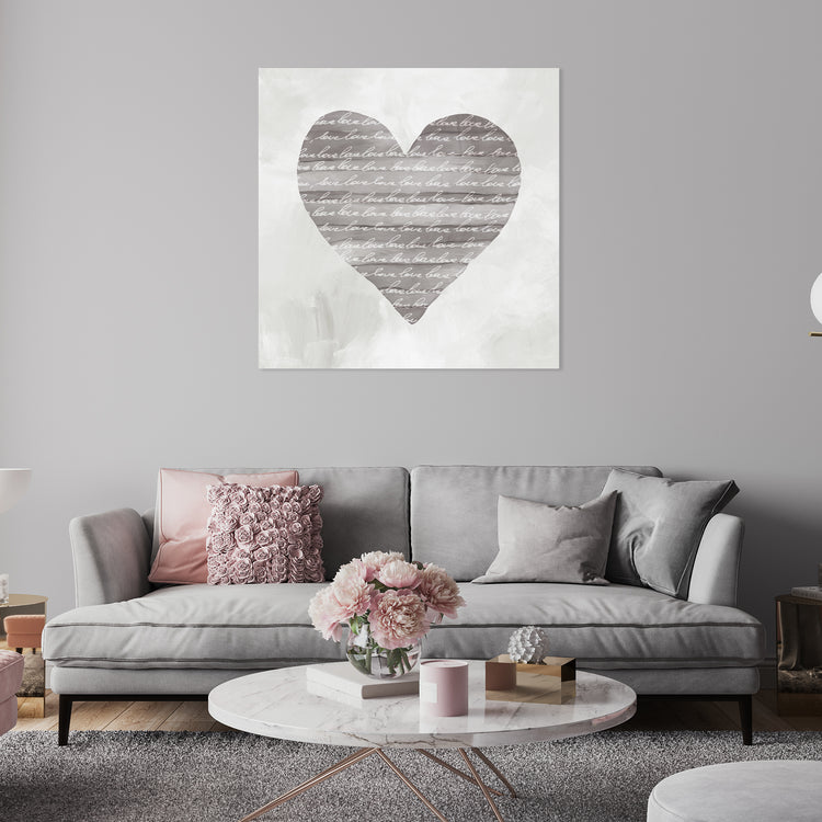 "Love Love Love Heart" 30x30 Inch Print on Canvas Wall Art