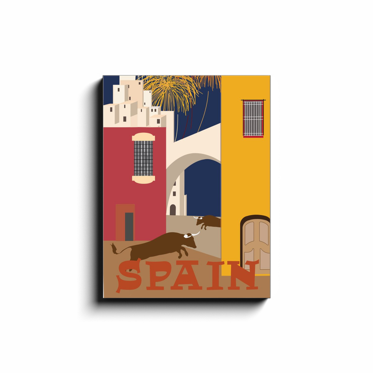"Spain Travel Poster 2" 18x24 Inch Print on Canvas Wall Art