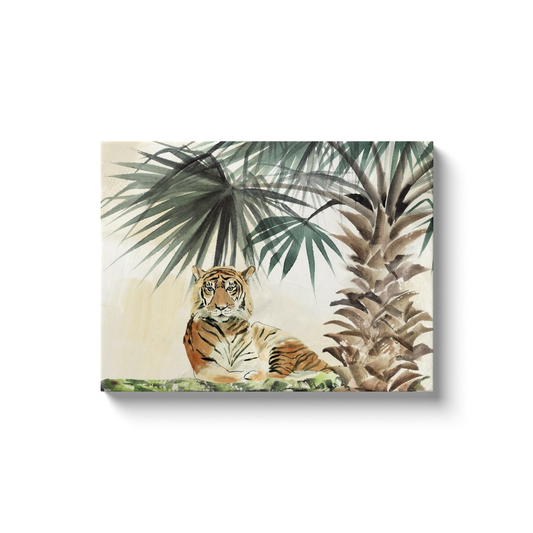 "Tiger in the Palms" 18x24 Inch Print on Canvas Wall Art