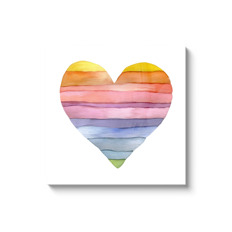 "Rainbow Heart" 30x30 Inch Print on Canvas Wall Art