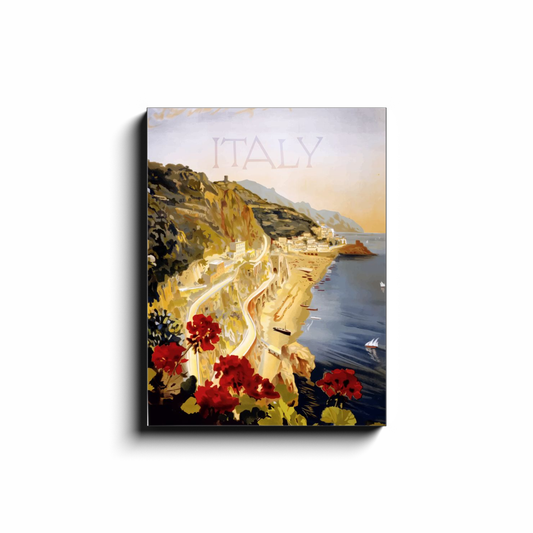 "Italy Travel Poster" 18x24 Inch Canvas Wall Art