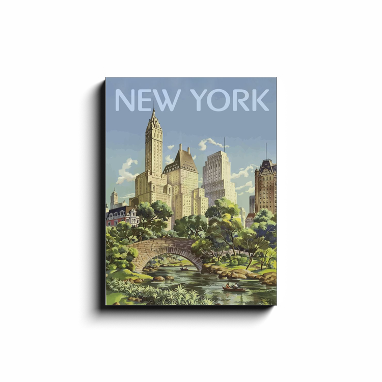 "New York City Travel Poster" 18x24 Print on Canvas Wall Art