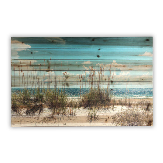 "Beach Sand Dunes" Photograph Print on Planked Wood Wall Art